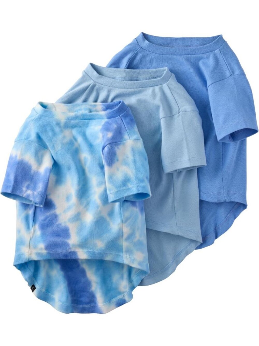 Organic Cotton Dog T-Shirts 3 Pack - Short Sleeve Blue Tie Dye for Small to